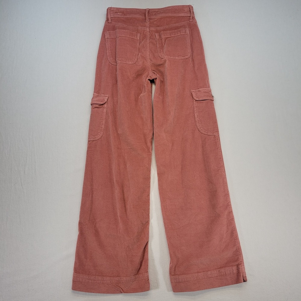 American Eagle Pants Womens 0 Pink Corduroy Baggy Wide Leg High Rise Cargo - Picture 3 of 12